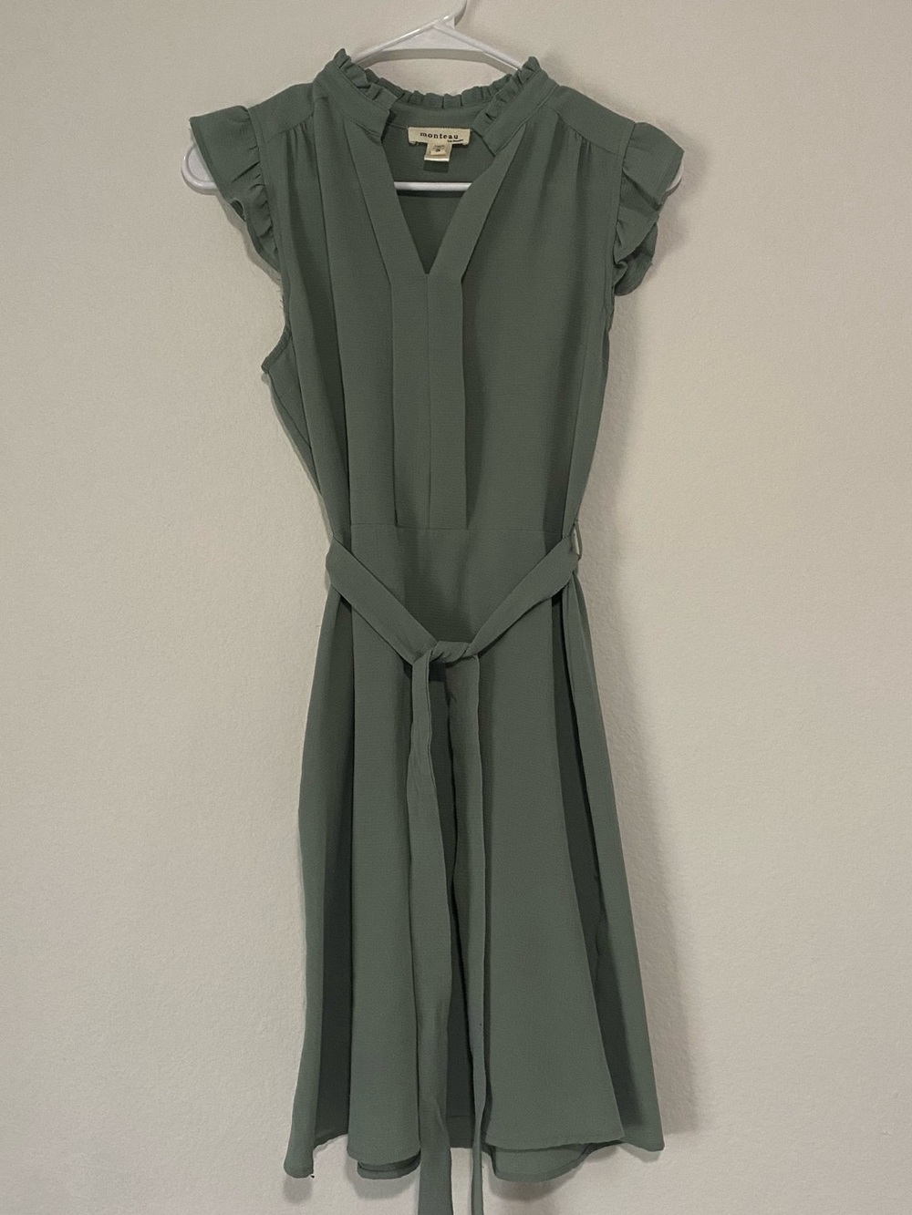 Monteau Sage Green Belted Dress